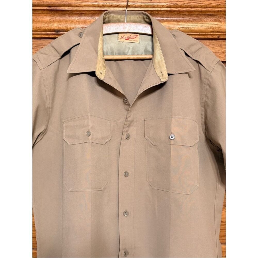 Vintage Isenberg New Haven Military Style Utility Shirt Taupe